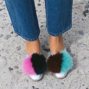 Loeffler Randall Lulu mule with pom pom 6.5